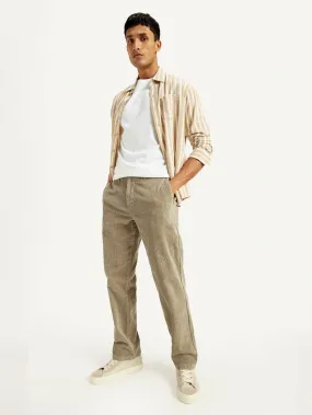 Men's Beige Straight Fit Chinos