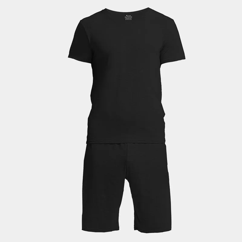 Men's Casual Round Neck Short Sleeve T-Shirt and Shorts Outfit Set