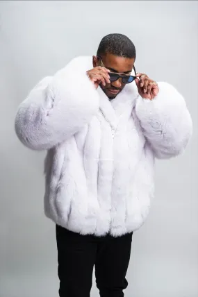 Men's Fox Fur Bomber Jacket [Pure White]