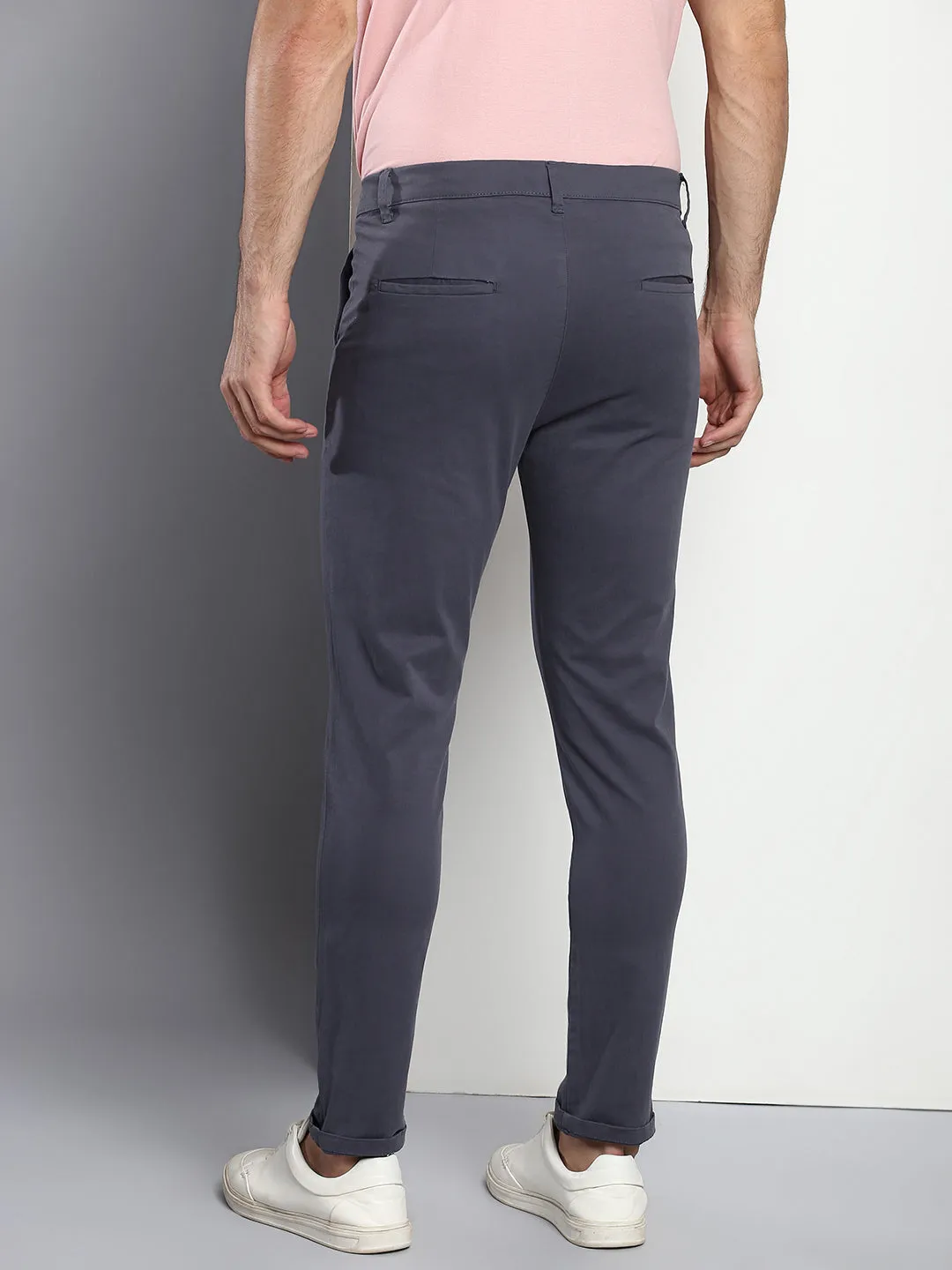 Men's Tapered Fit Cotton Chinos (Steel Grey)