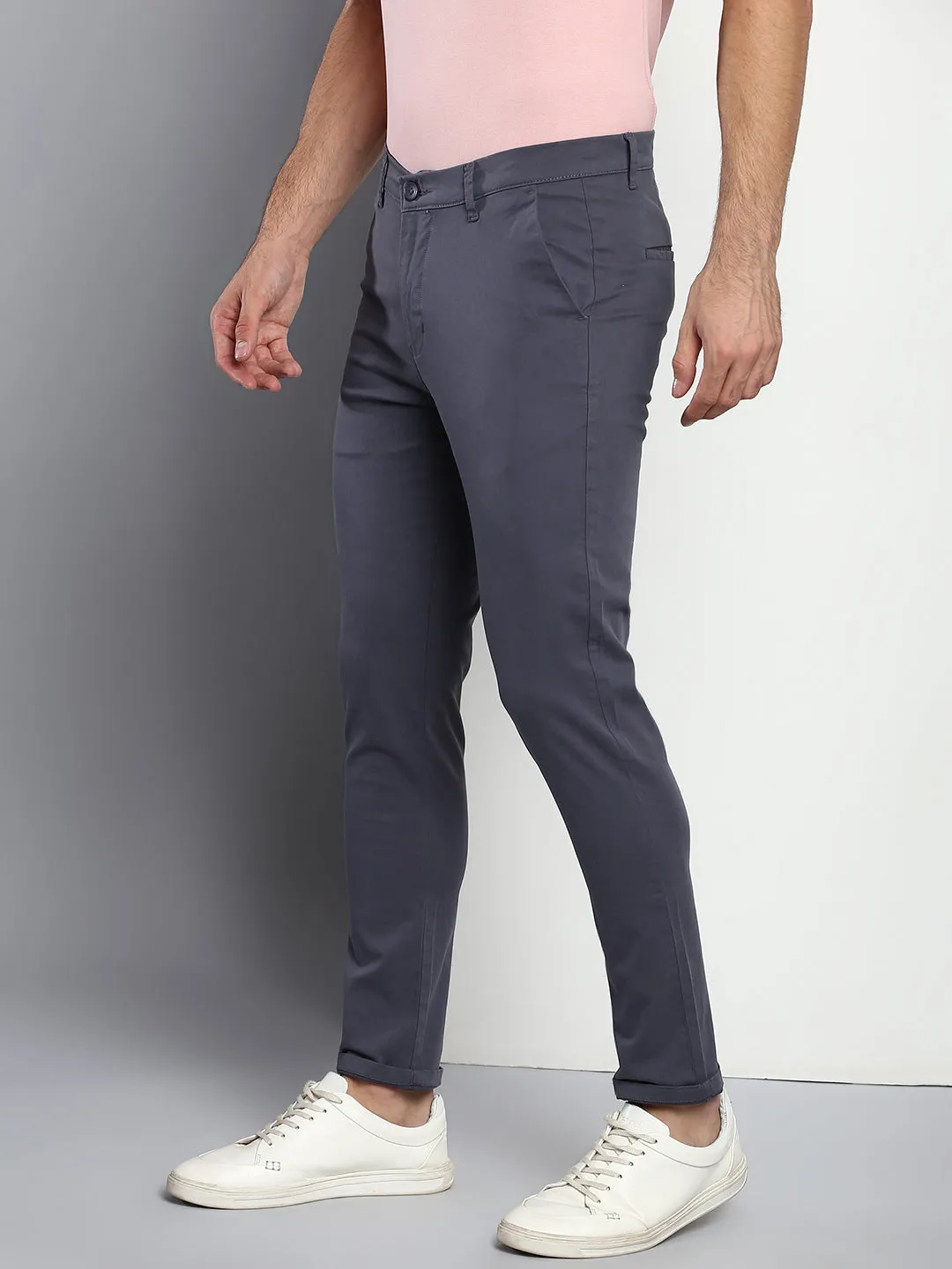 Men's Tapered Fit Cotton Chinos (Steel Grey)