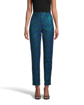 METALLIC FLORAL PANT in BLUE