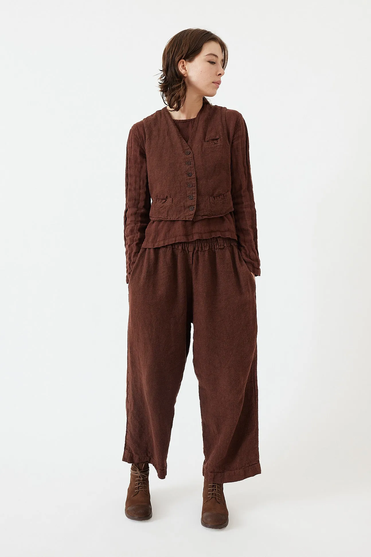 Metta - Chloe Pant - Pebble Grey Stripe Linen