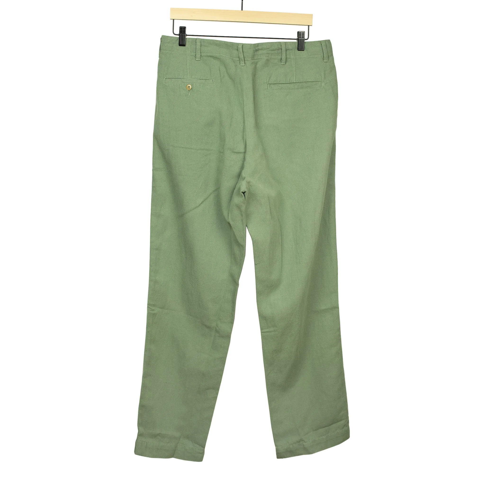 Military chino in faded olive cotton and linen slub twill (restock)