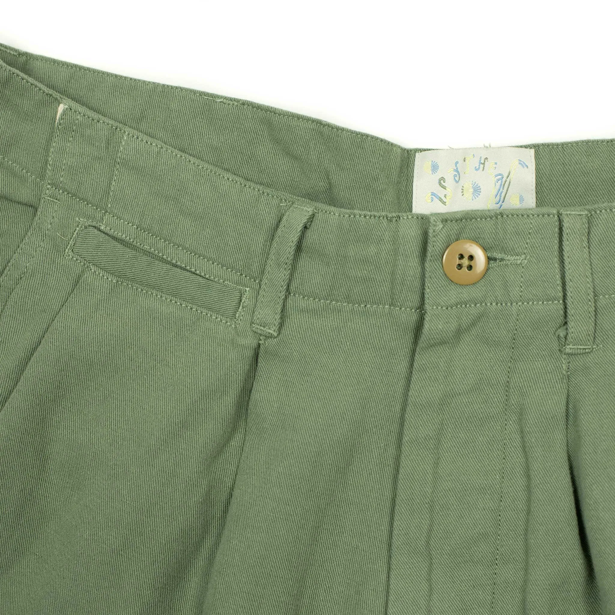 Military chino in faded olive cotton and linen slub twill (restock)