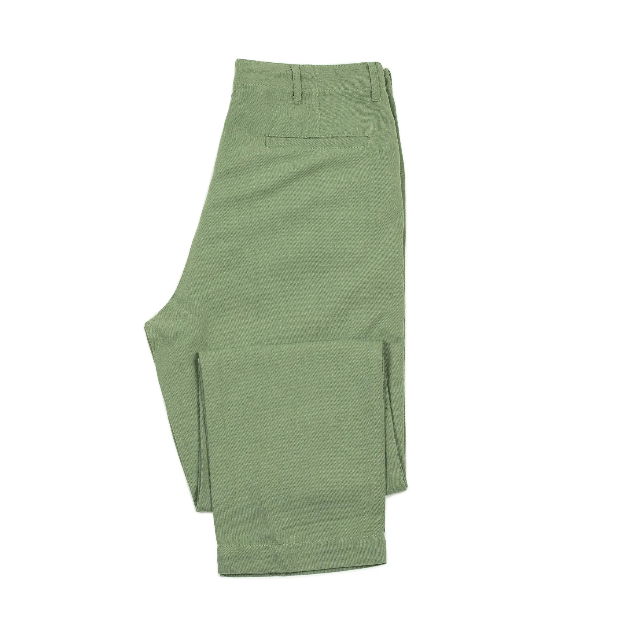 Military chino in faded olive cotton and linen slub twill (restock)