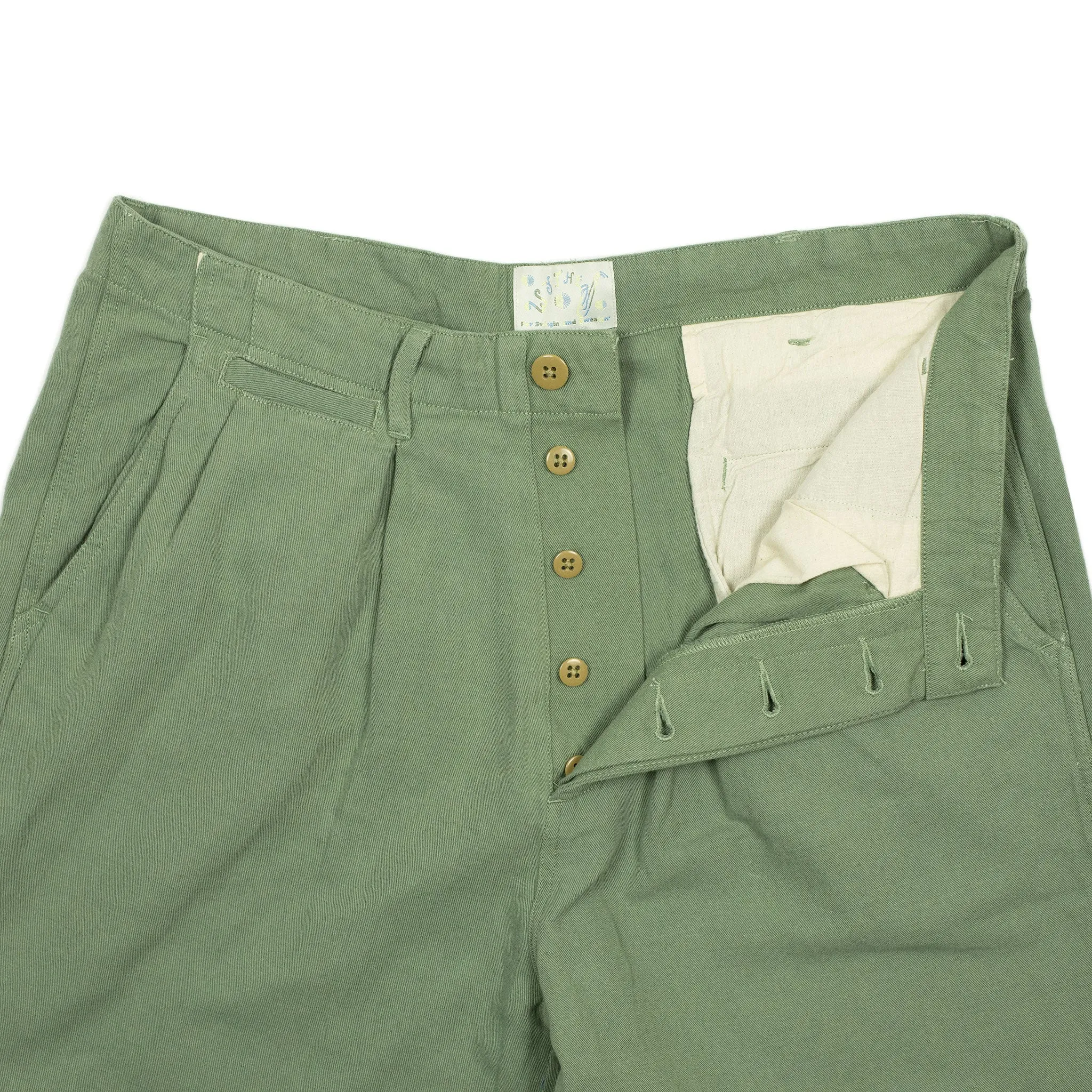 Military chino in faded olive cotton and linen slub twill (restock)