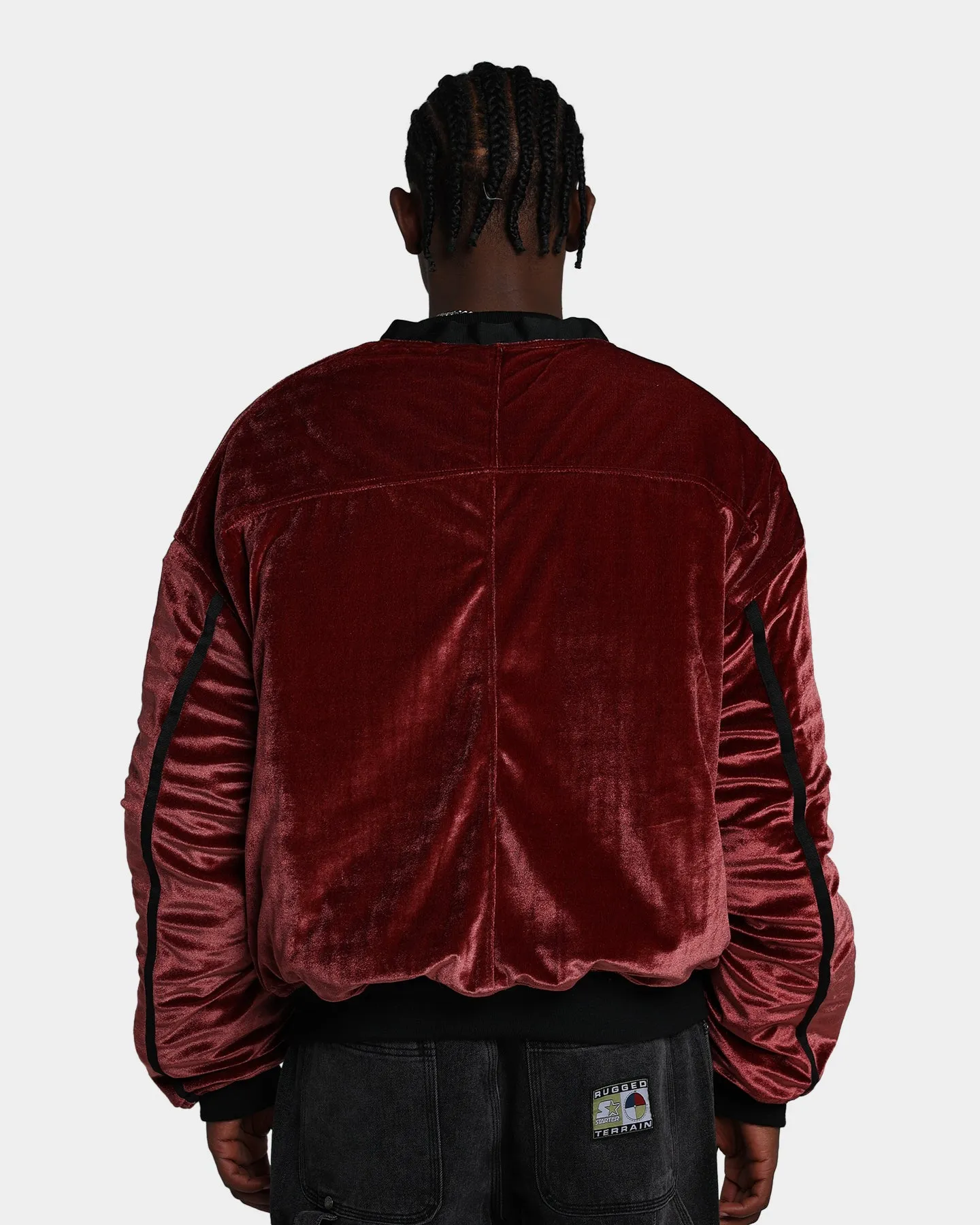 MNML Velour Bomber Jacket Burgundy