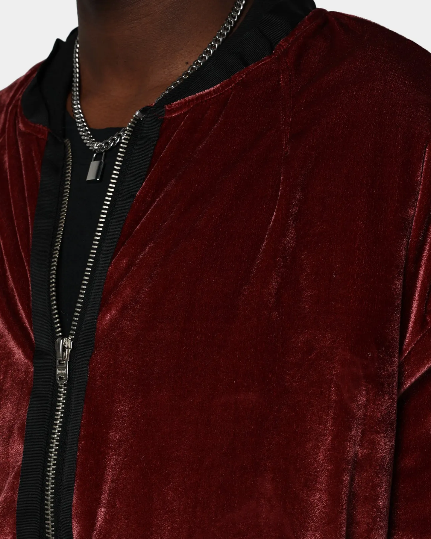 MNML Velour Bomber Jacket Burgundy