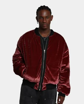 MNML Velour Bomber Jacket Burgundy