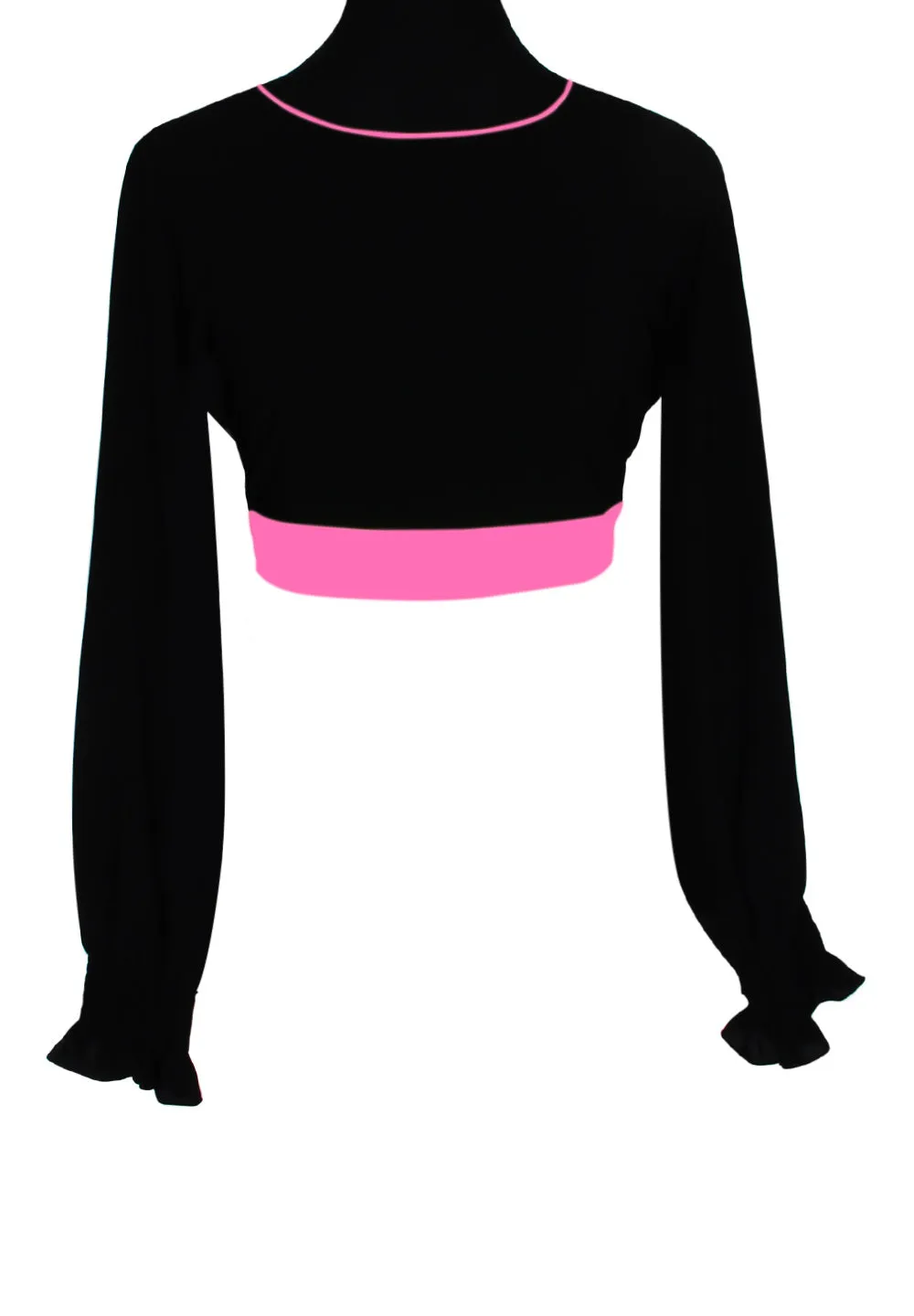 Monochrome - Black Crop Top (Neon Pink)