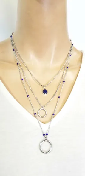 Necklace Three Layer Lapis