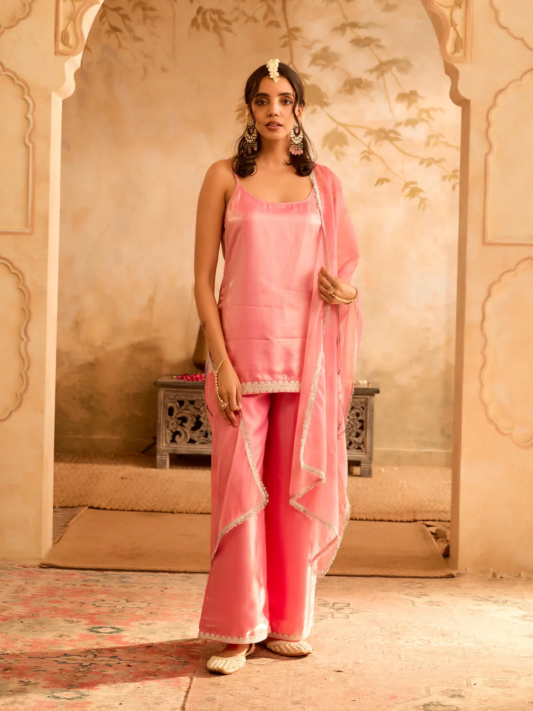 Neel Dhara PInk Embroidered Palazzo Set