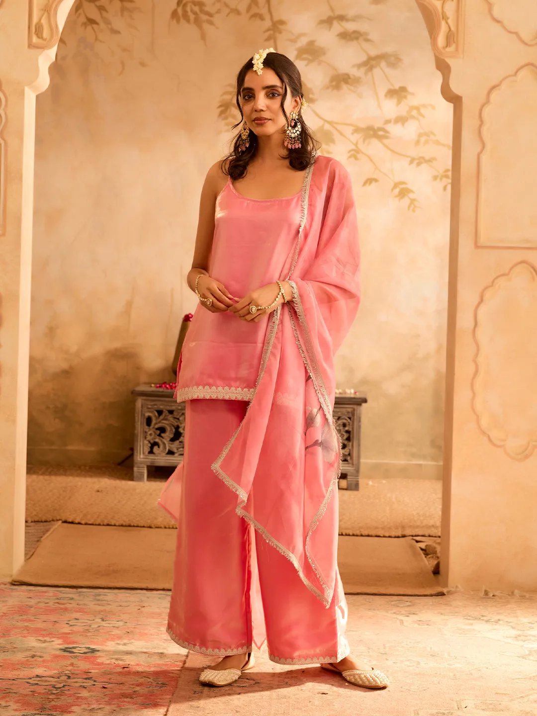 Neel Dhara PInk Embroidered Palazzo Set