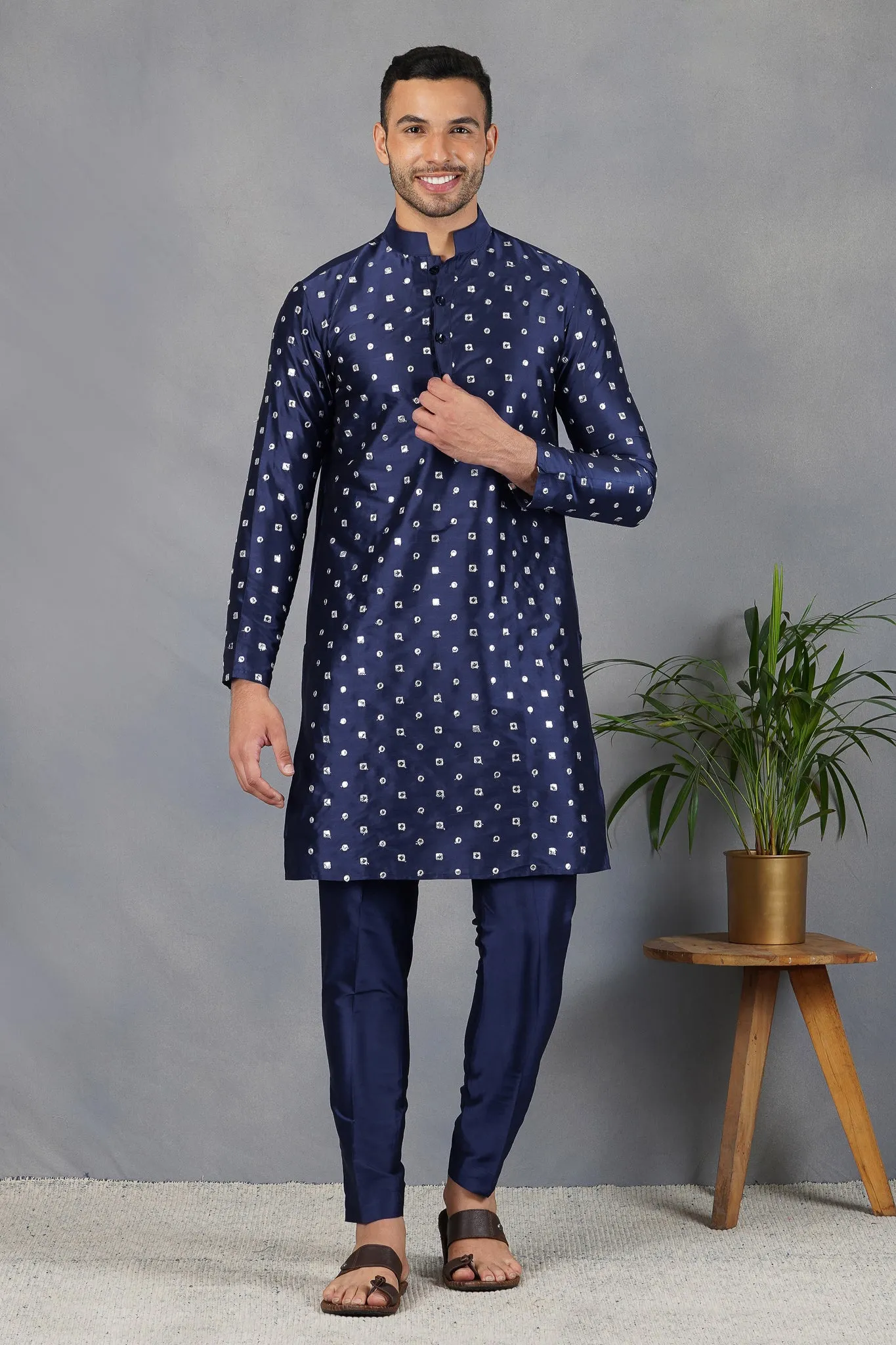 Neela - Foil Mirror & Silk - Kurta Set