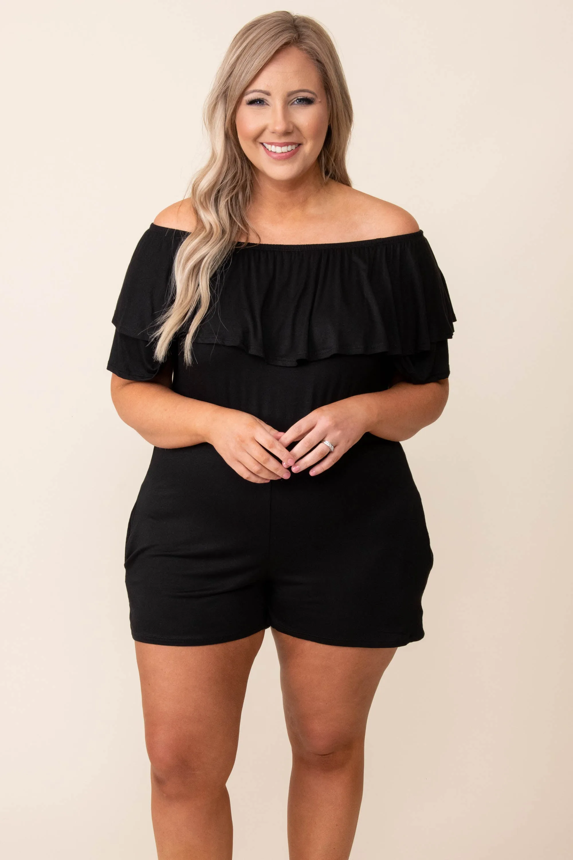 Never Really Over Romper, Black