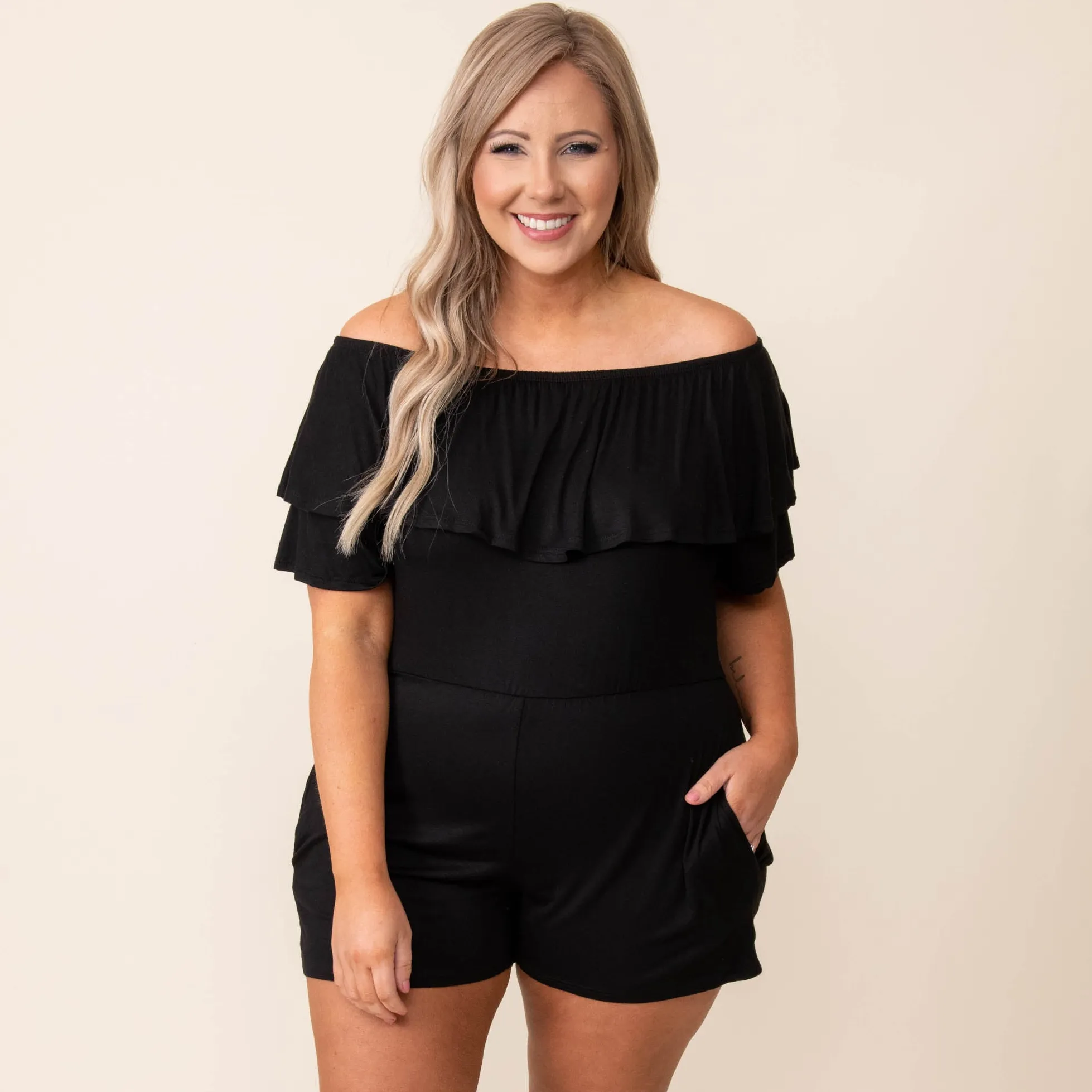 Never Really Over Romper, Black