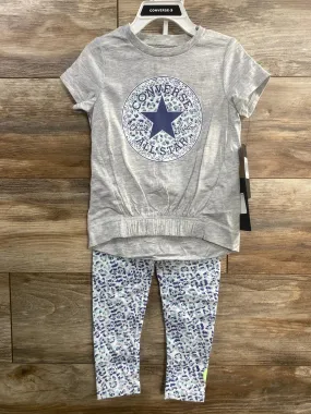 NEW Converse Grey Leopard Logo Tee & Legging Set sz 3T