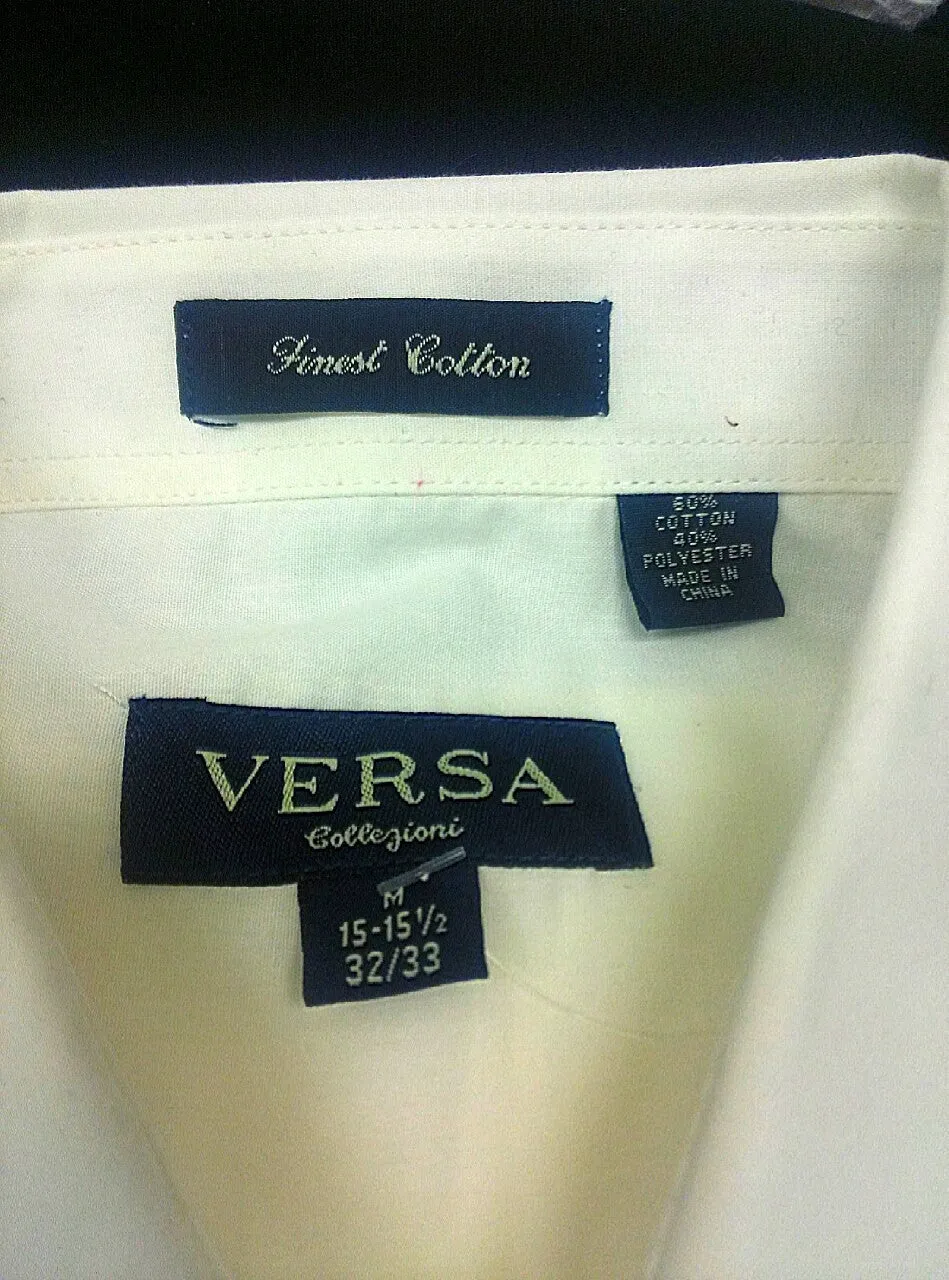 New- Versa Ecru Broadcloth Dress Shirt- Size M