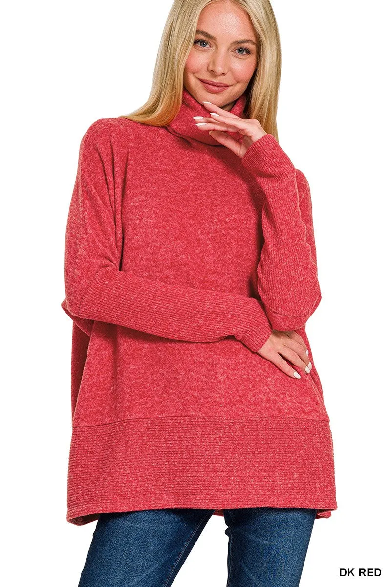 Not Done Yet Turtleneck Sweater - Dark Red