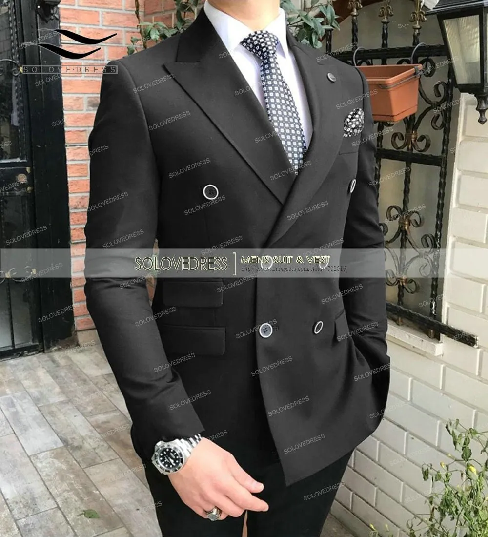 Nur 1 Stück Jacke !! Navy Zweireiher Blazer Regular Fit Notch Revers Solid Prom Smoking Formelle Best Man Jacke