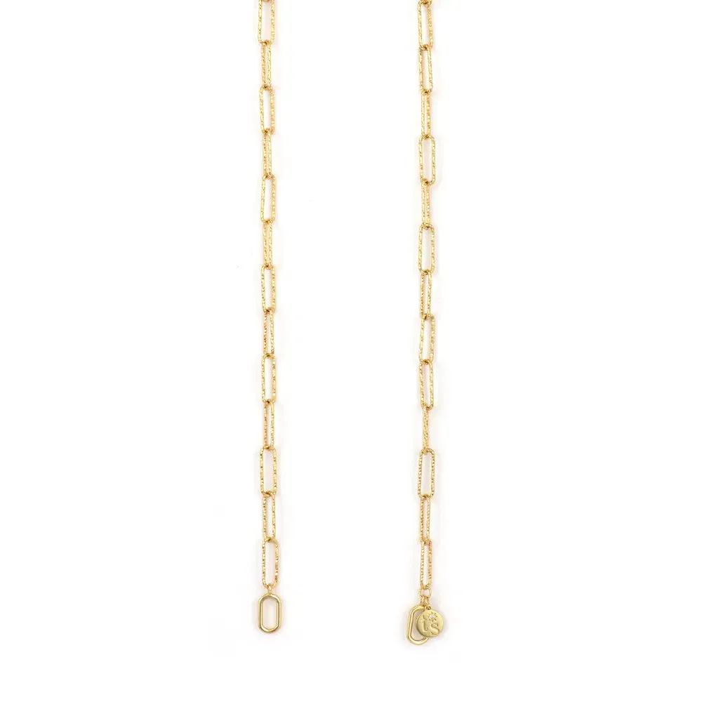 Open Front Diamond Cut Paperclip Chain Necklace