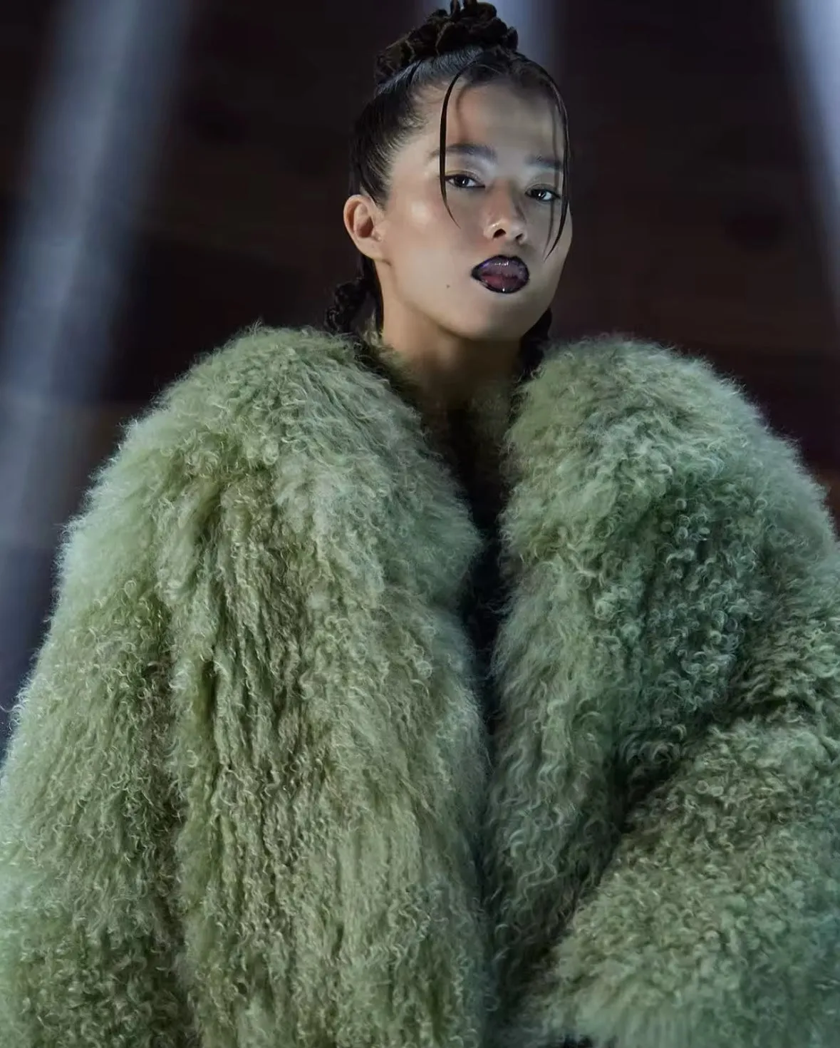 Oversize Green Faux Fur Jacket