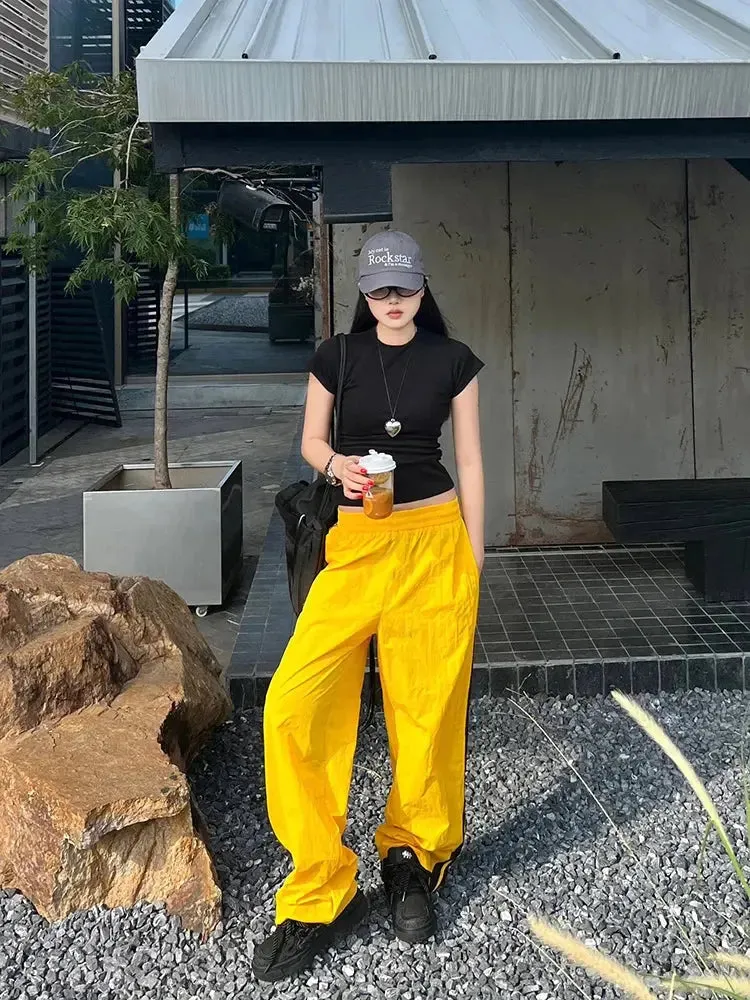 Oversized Y2K Wide Leg Yellow Sweatpant