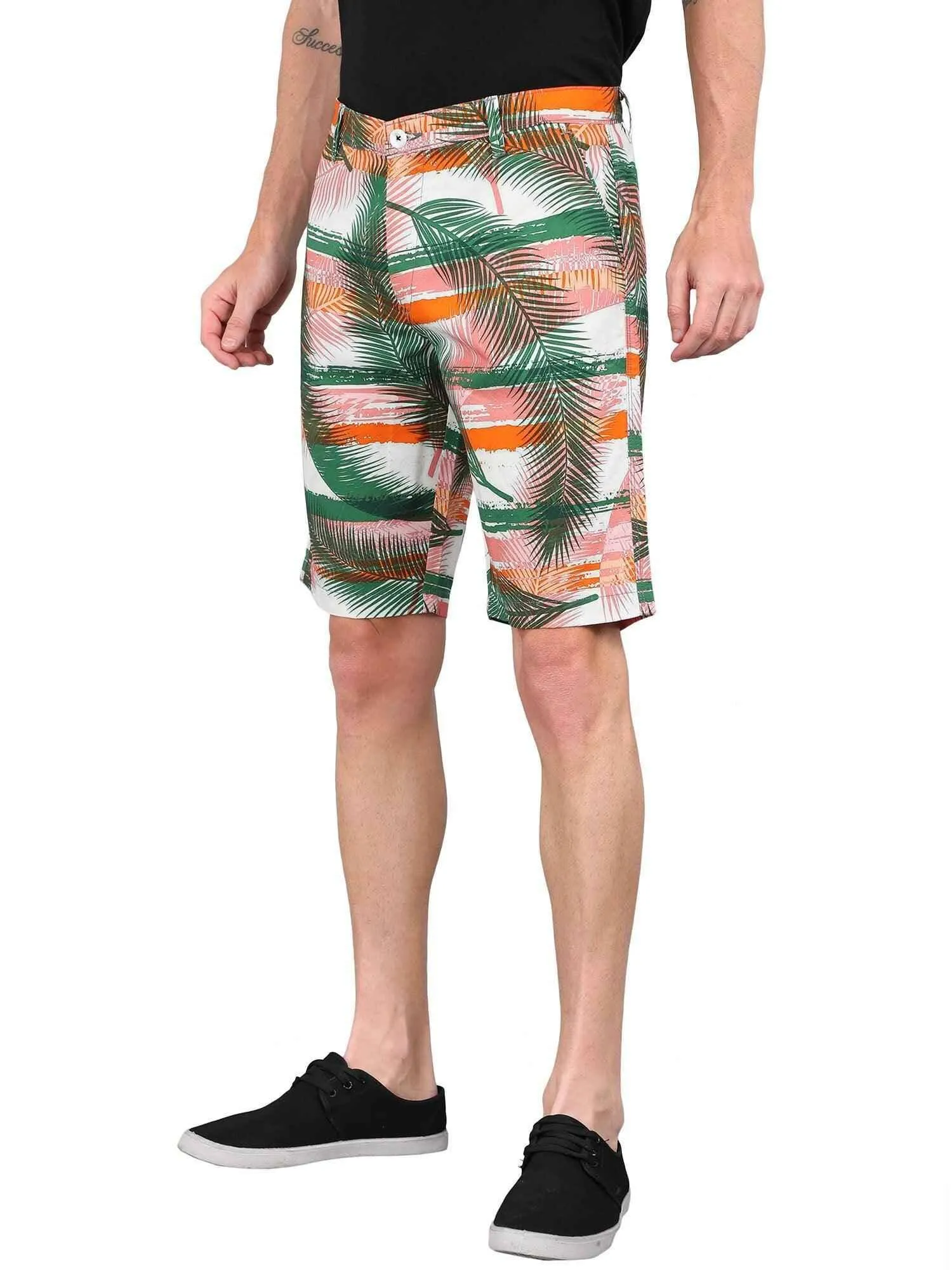 Palm Leafe Digital Printed Giza Cotton Men's Shorts