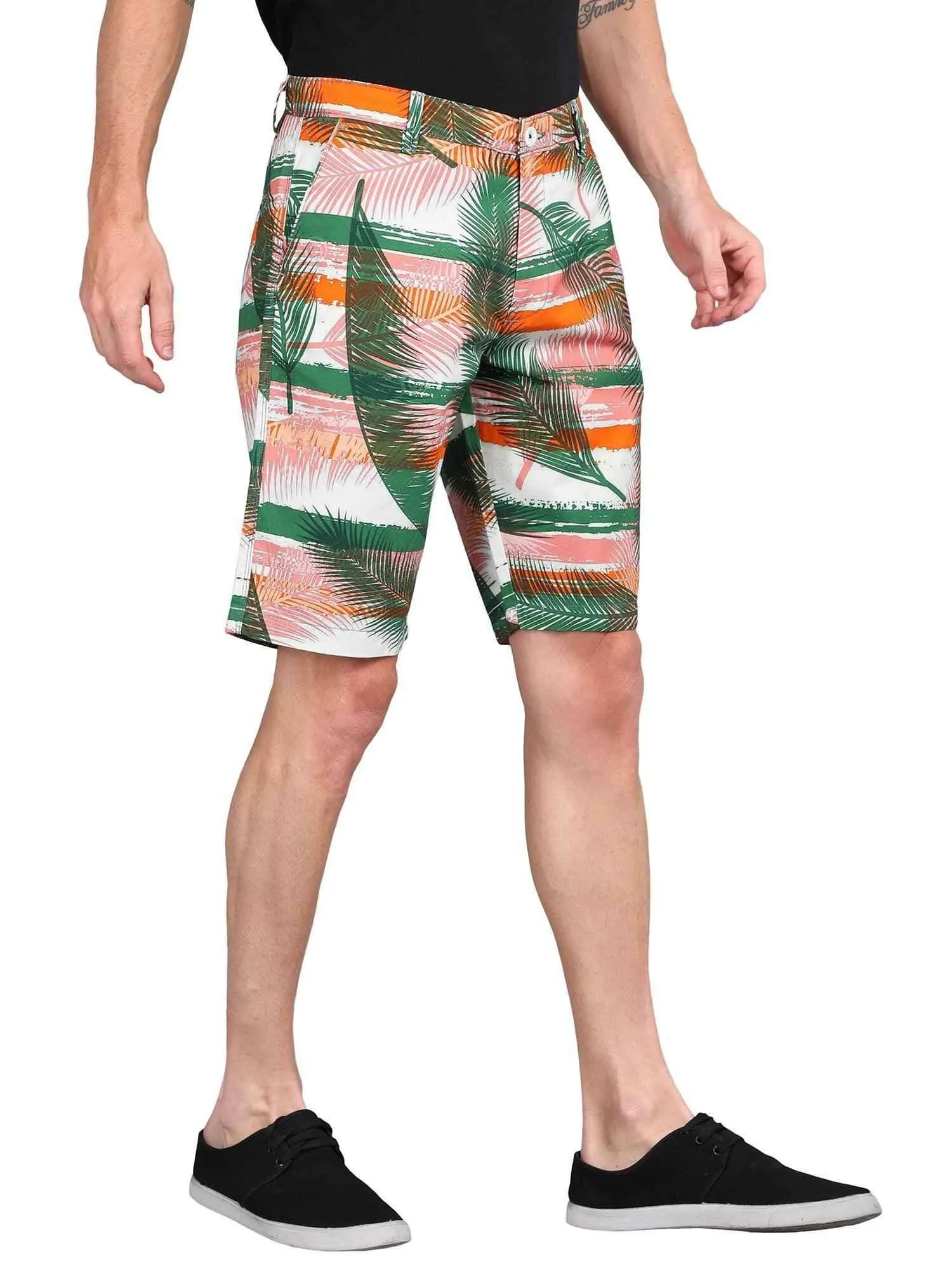 Palm Leafe Digital Printed Giza Cotton Men's Shorts