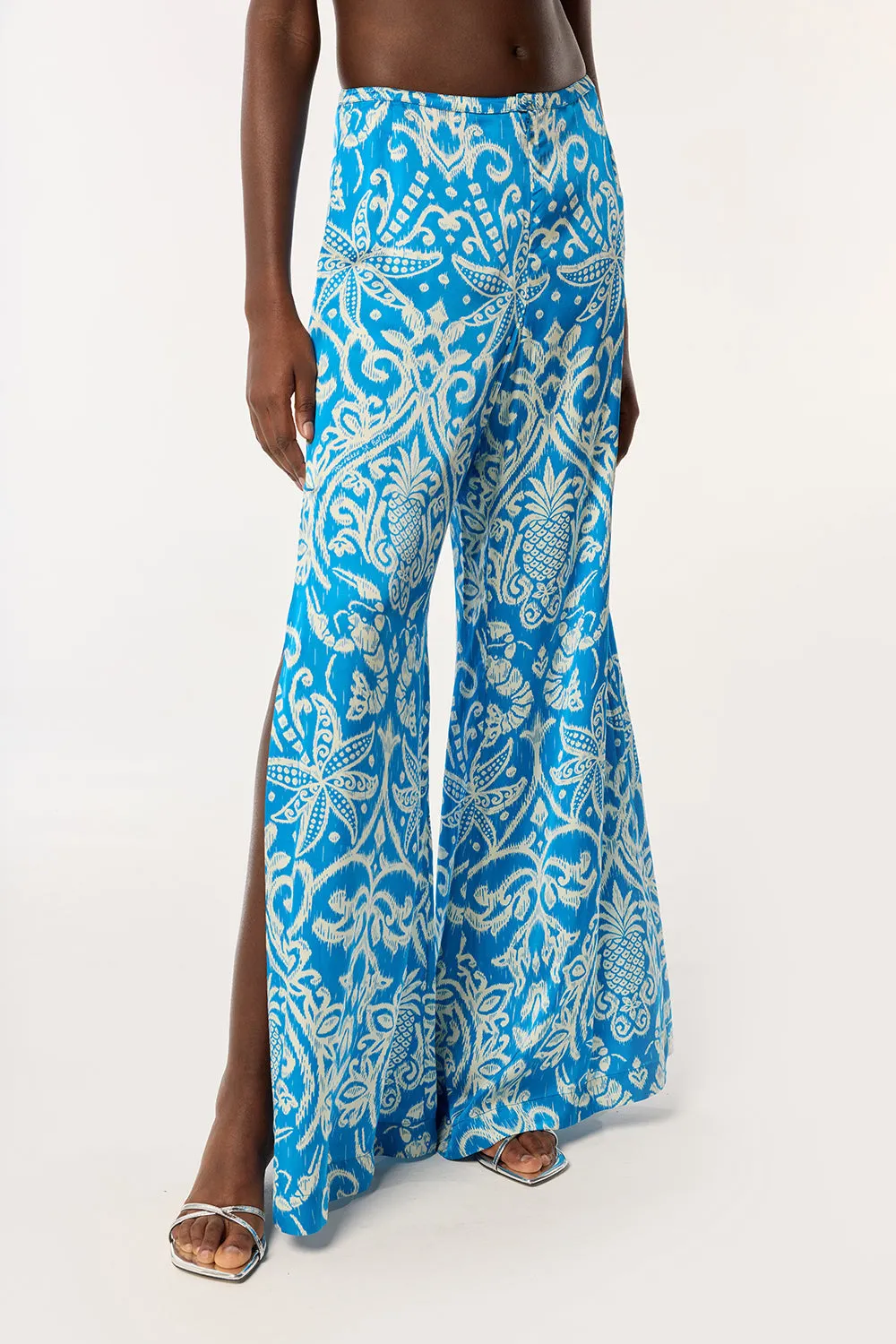 Pant Clea - Turquoise Macro Ikat