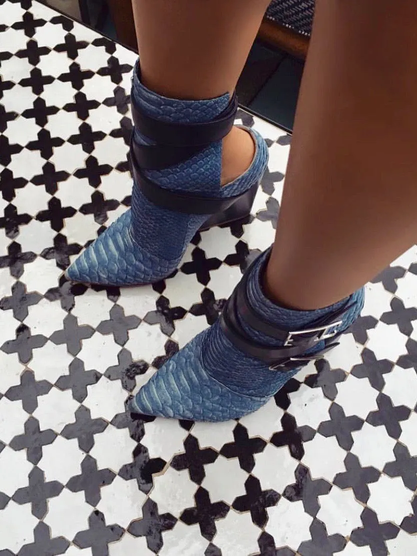 PATMOS BLUE PYTHON BOOTIES