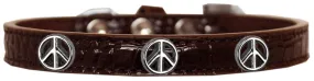 Peace Sign Widget Croc Dog Collar Chocolate Size 10