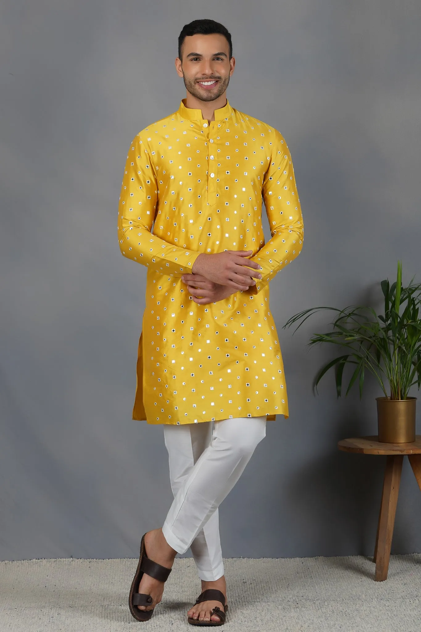 Peela - Foil Mirror & Silk - Kurta Set