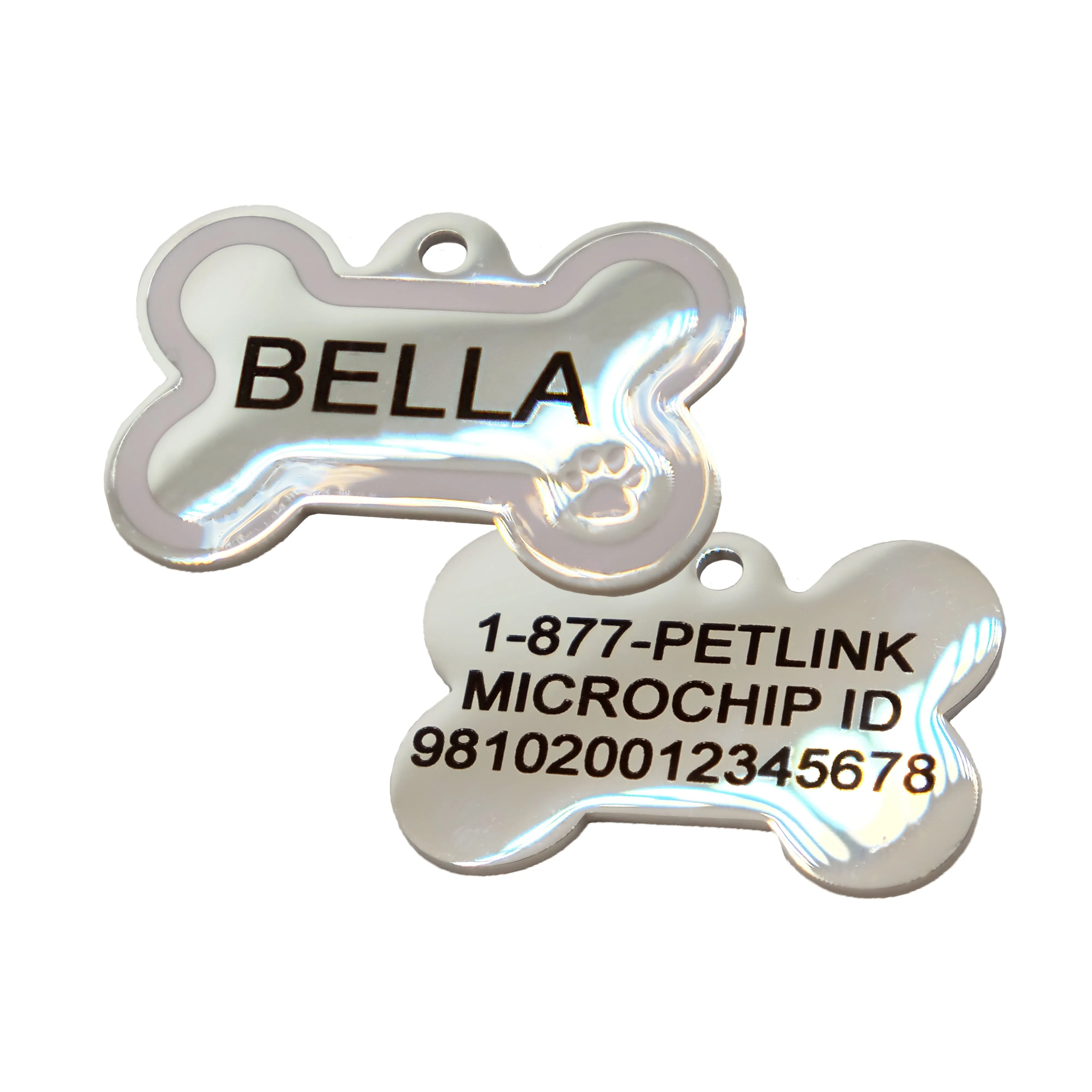 Personalized Stainless Steel Bone with Enamel Paw Collar Tags