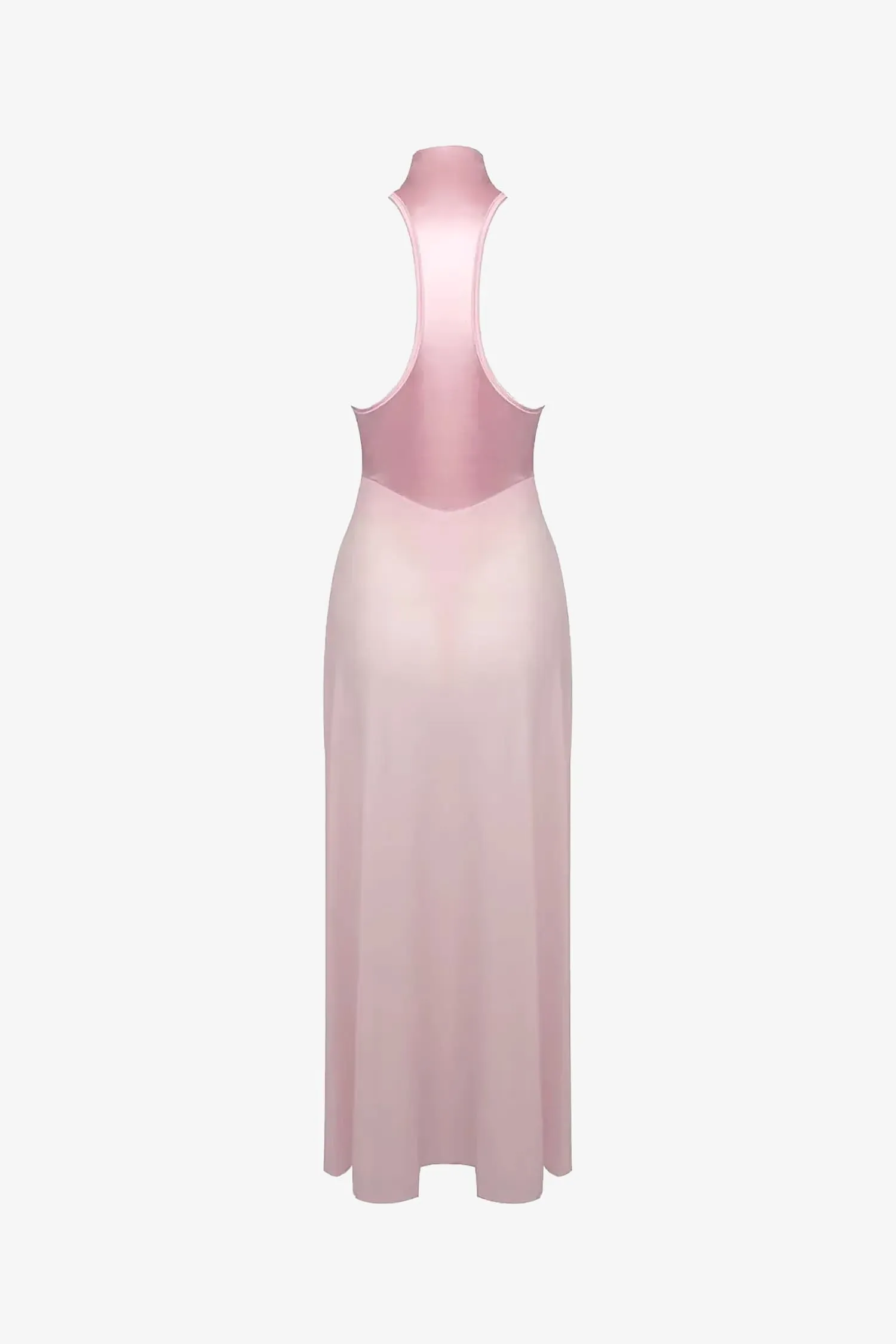 Pink High Neck Bodysuit Maxi Dress