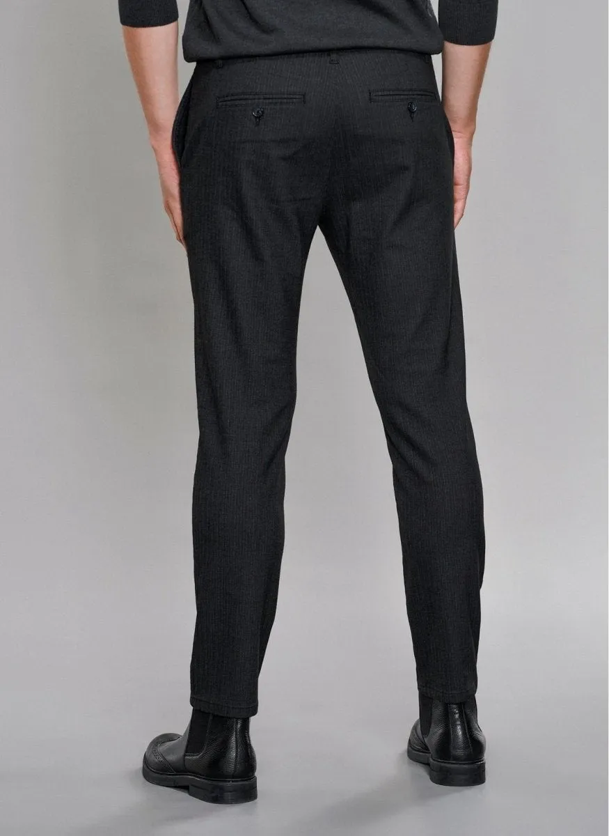 Pinstripe Casual Pants in Charcoal