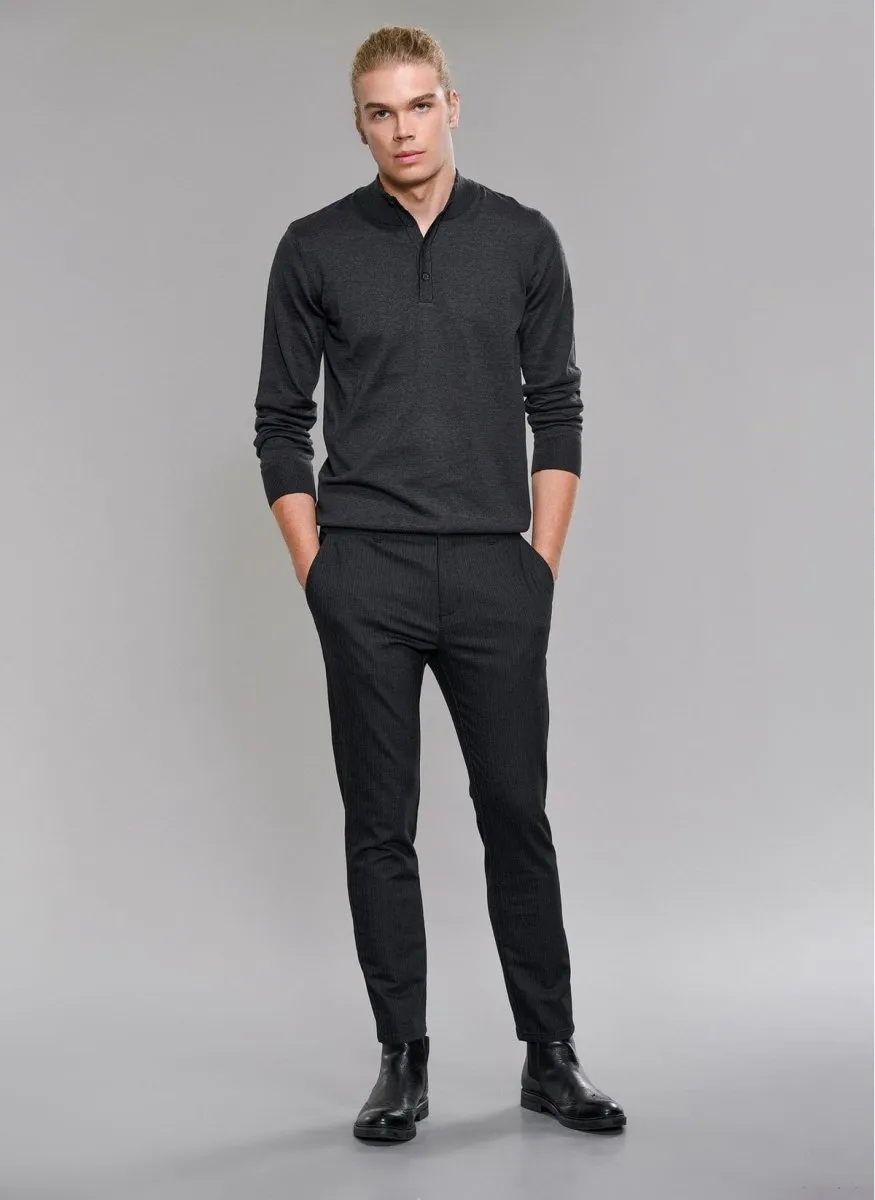 Pinstripe Casual Pants in Charcoal