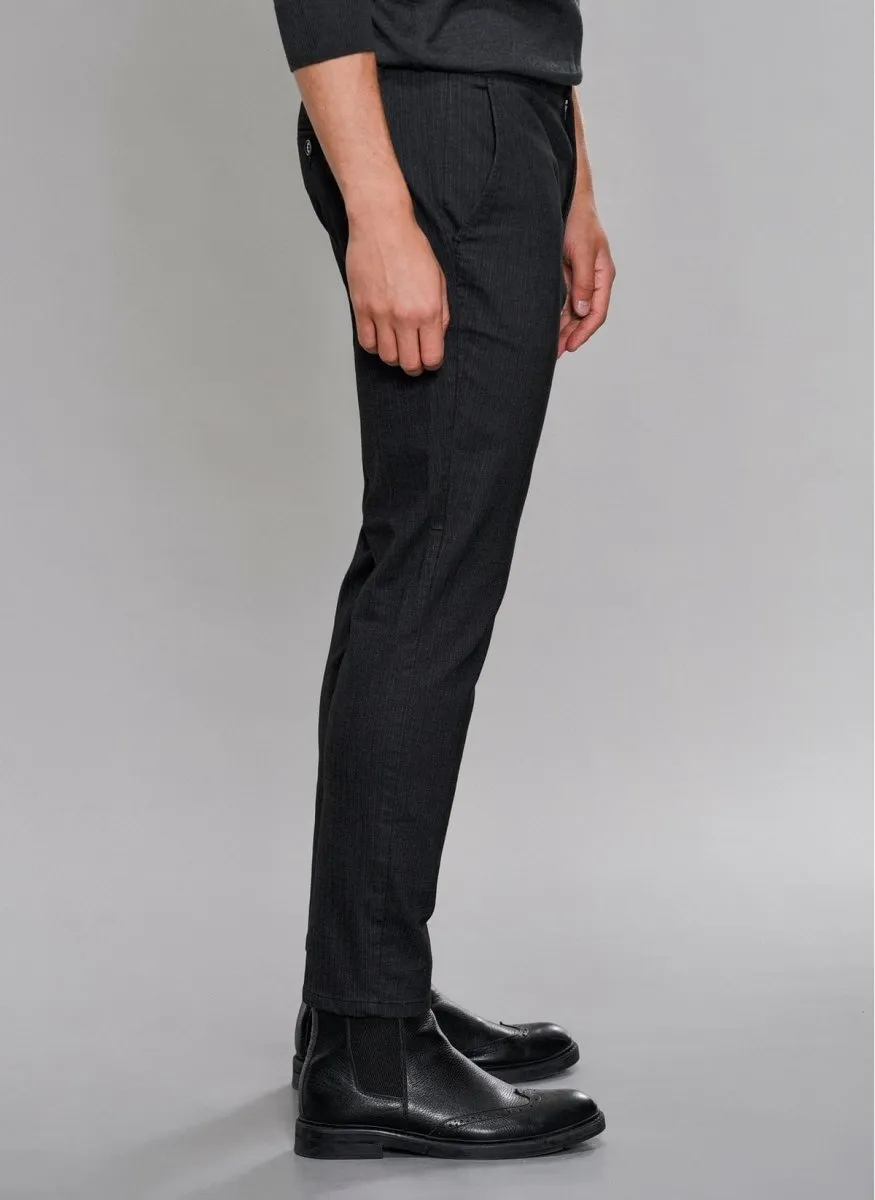 Pinstripe Casual Pants in Charcoal