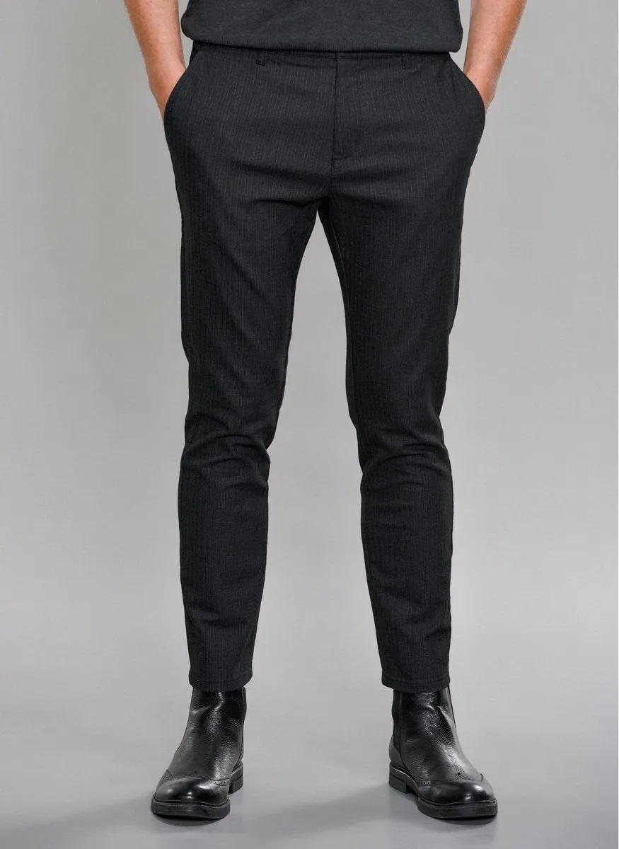 Pinstripe Casual Pants in Charcoal