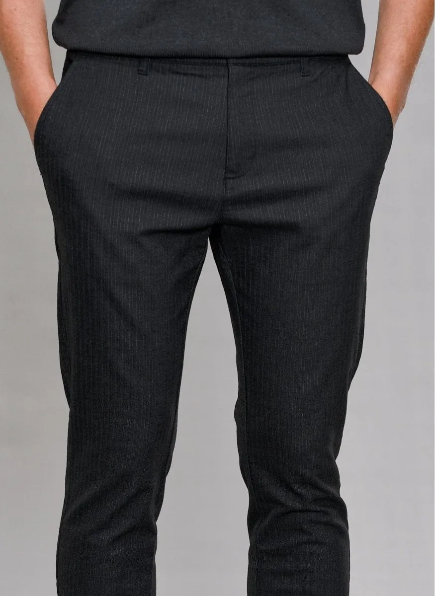 Pinstripe Casual Pants in Charcoal