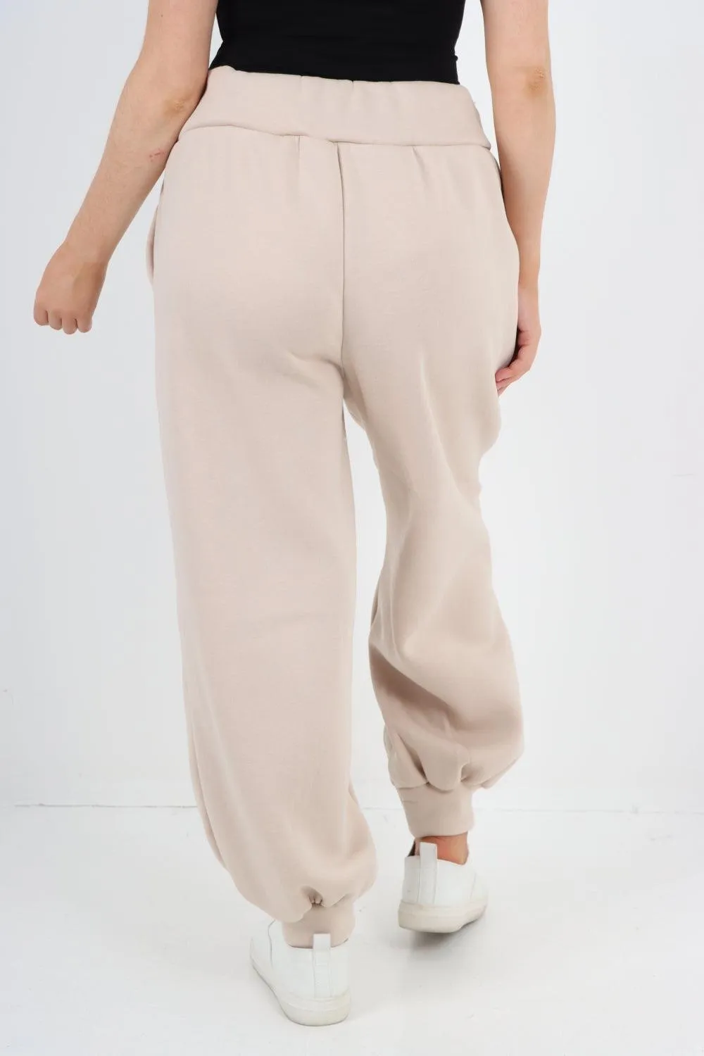 Plus Size  Plain Side Pockets  Sweat Pants