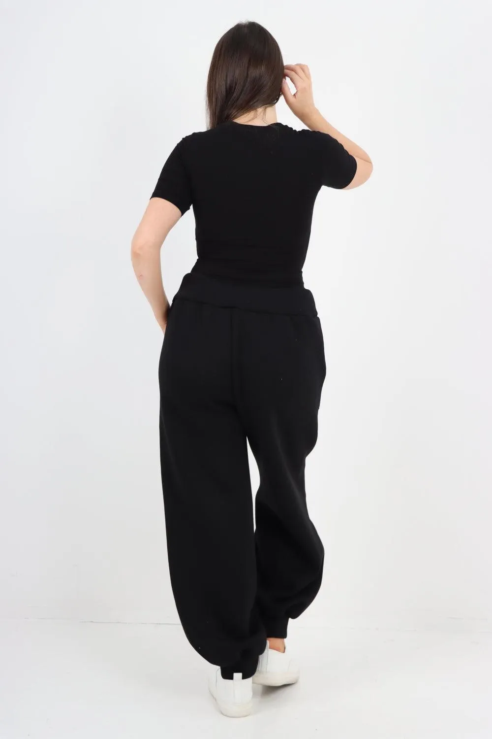 Plus Size  Plain Side Pockets  Sweat Pants