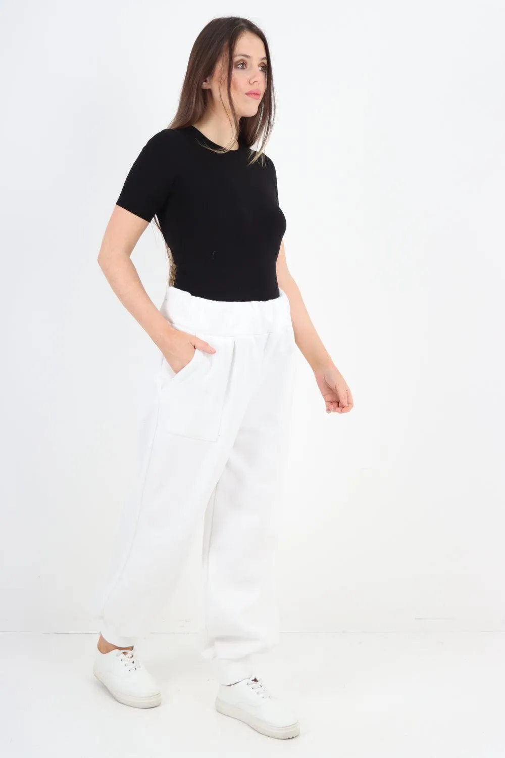 Plus Size  Plain Side Pockets  Sweat Pants