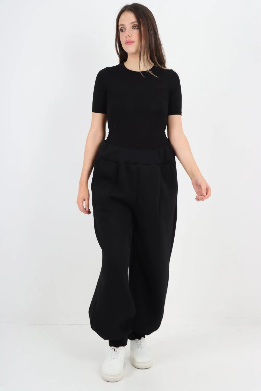 Plus Size  Plain Side Pockets  Sweat Pants