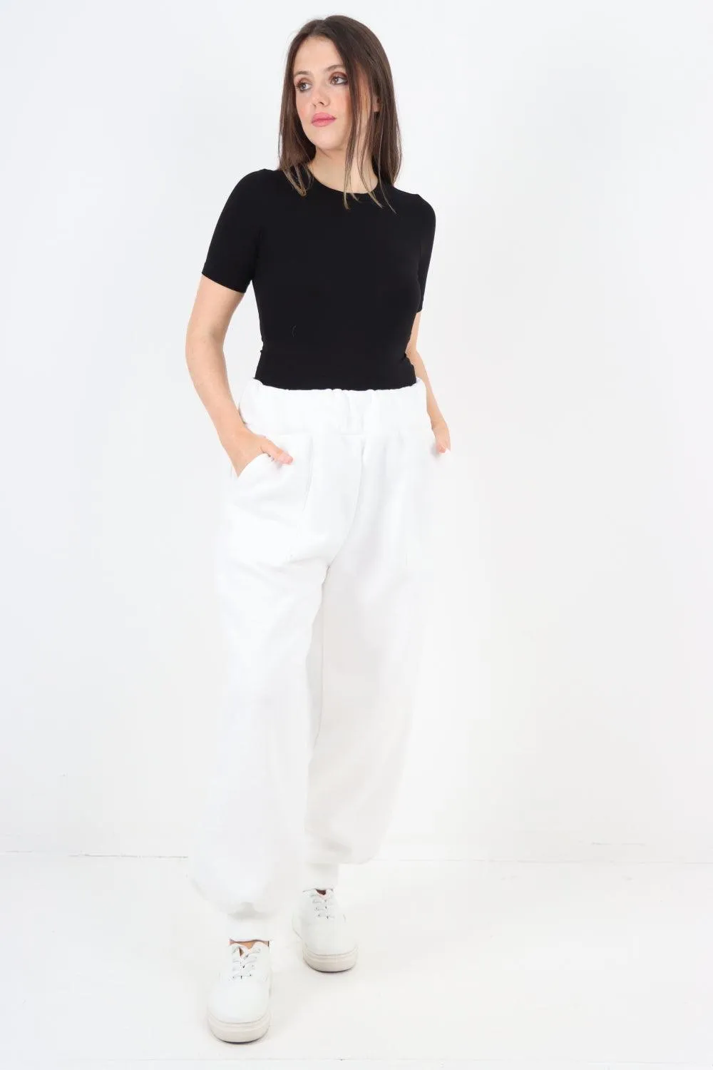 Plus Size  Plain Side Pockets  Sweat Pants