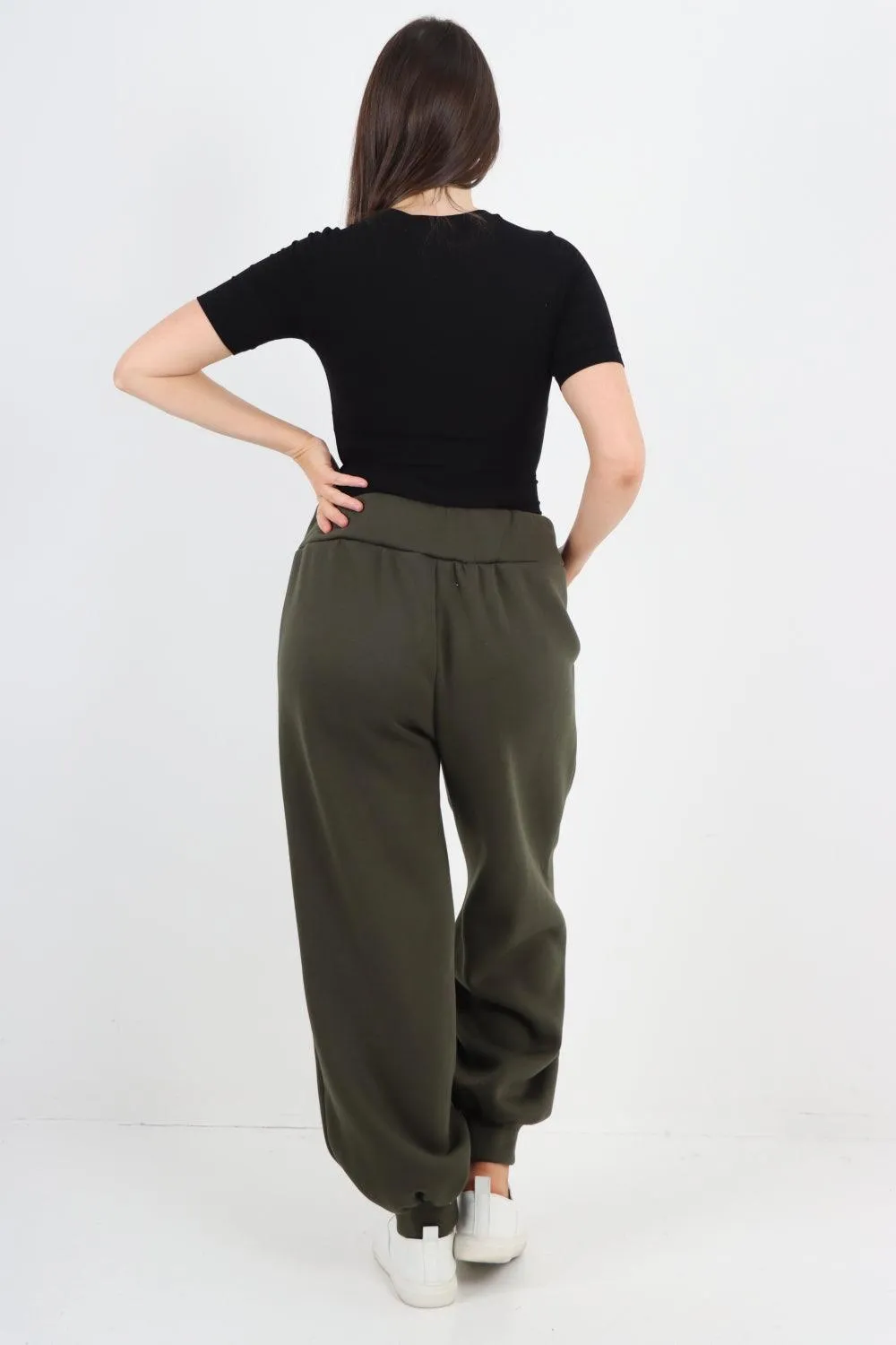 Plus Size  Plain Side Pockets  Sweat Pants