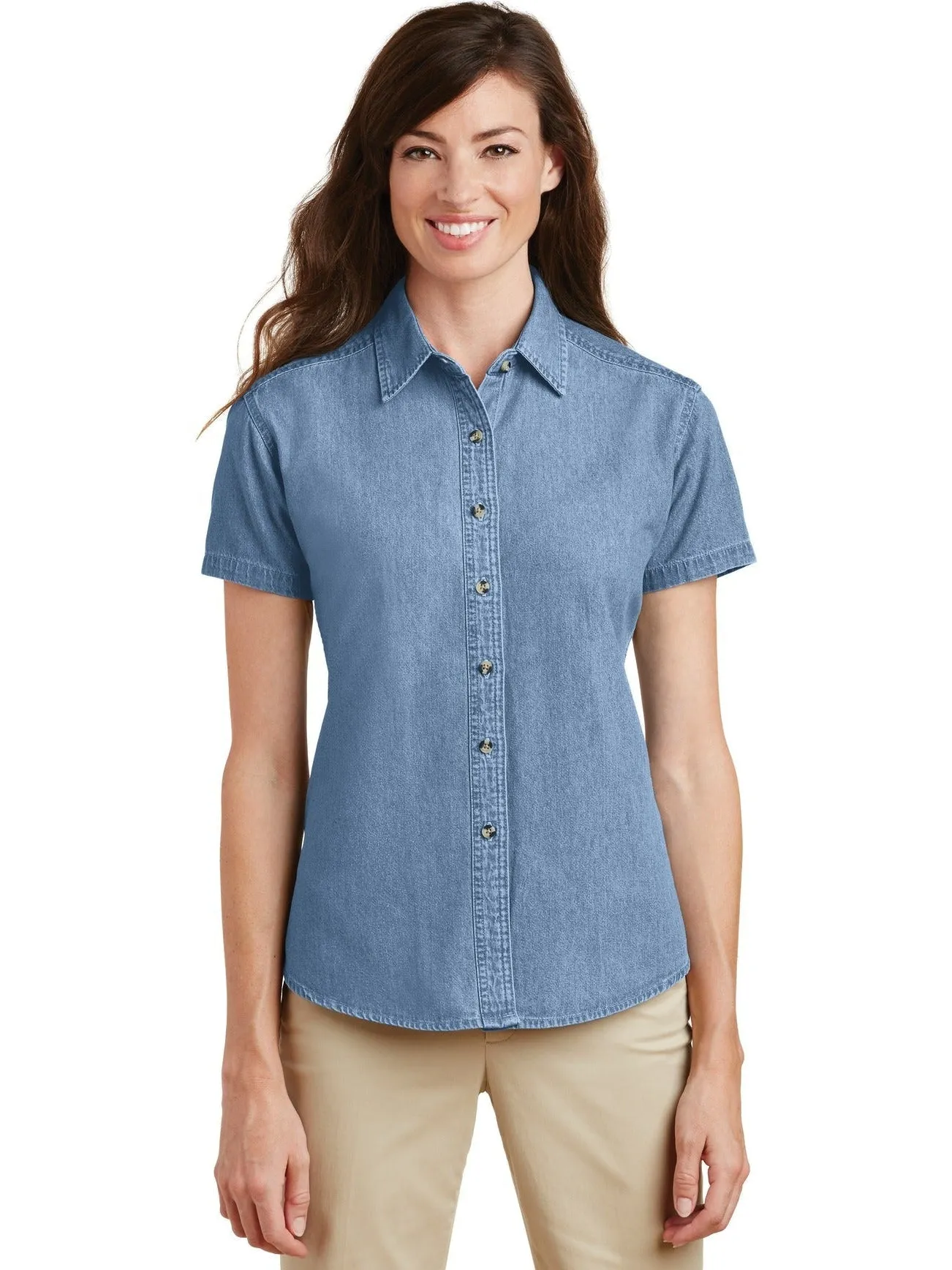 Port & Company Ladies Short Sleeve Value Denim Shirt