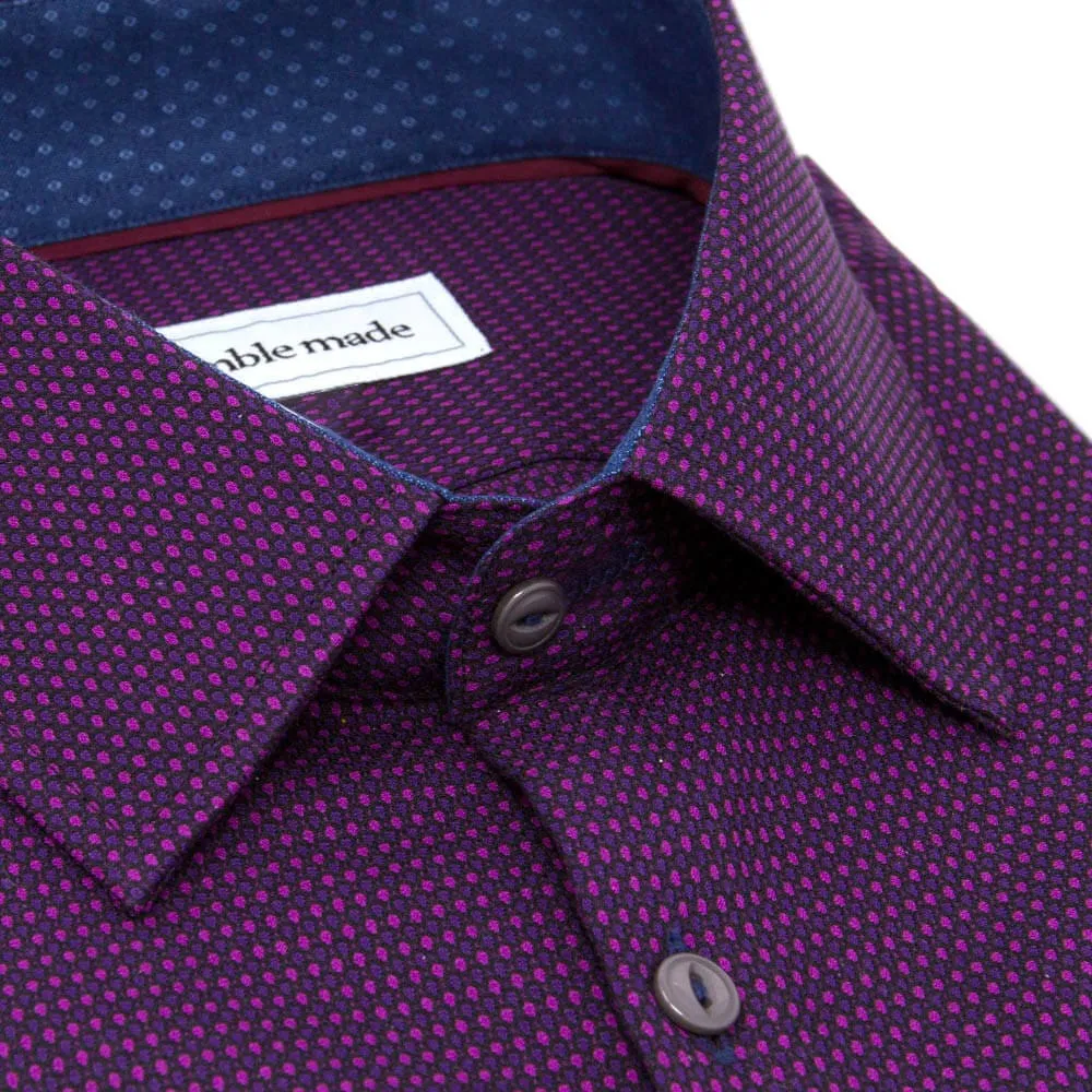 Purple Textured Patterned Dress Shirt | The Edo