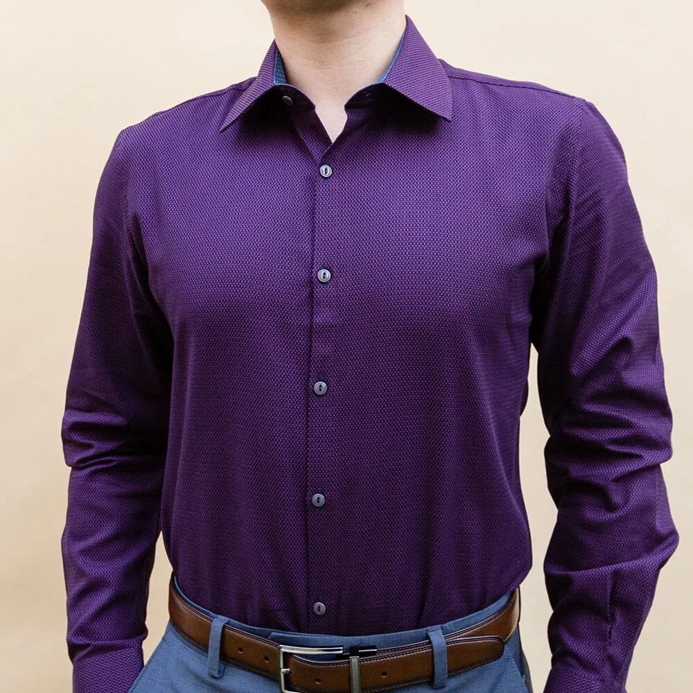 Purple Textured Patterned Dress Shirt | The Edo